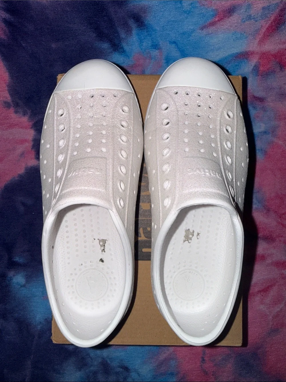 Native Jefferson Slip-On Sneakers in Sparkle shell white bling c13